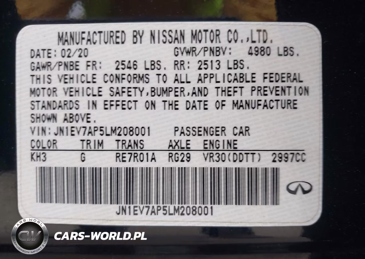 2020 Infiniti Q50 VIN:JN1EV7AP5LM208001 - 9