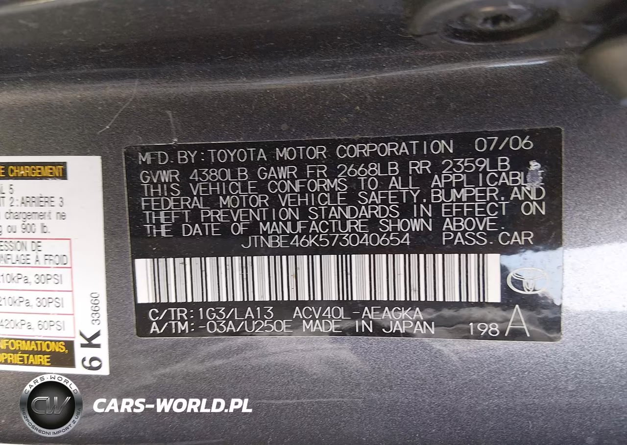 2007 Toyota Camry Xle VIN:JTNBE46K573040654 - 9