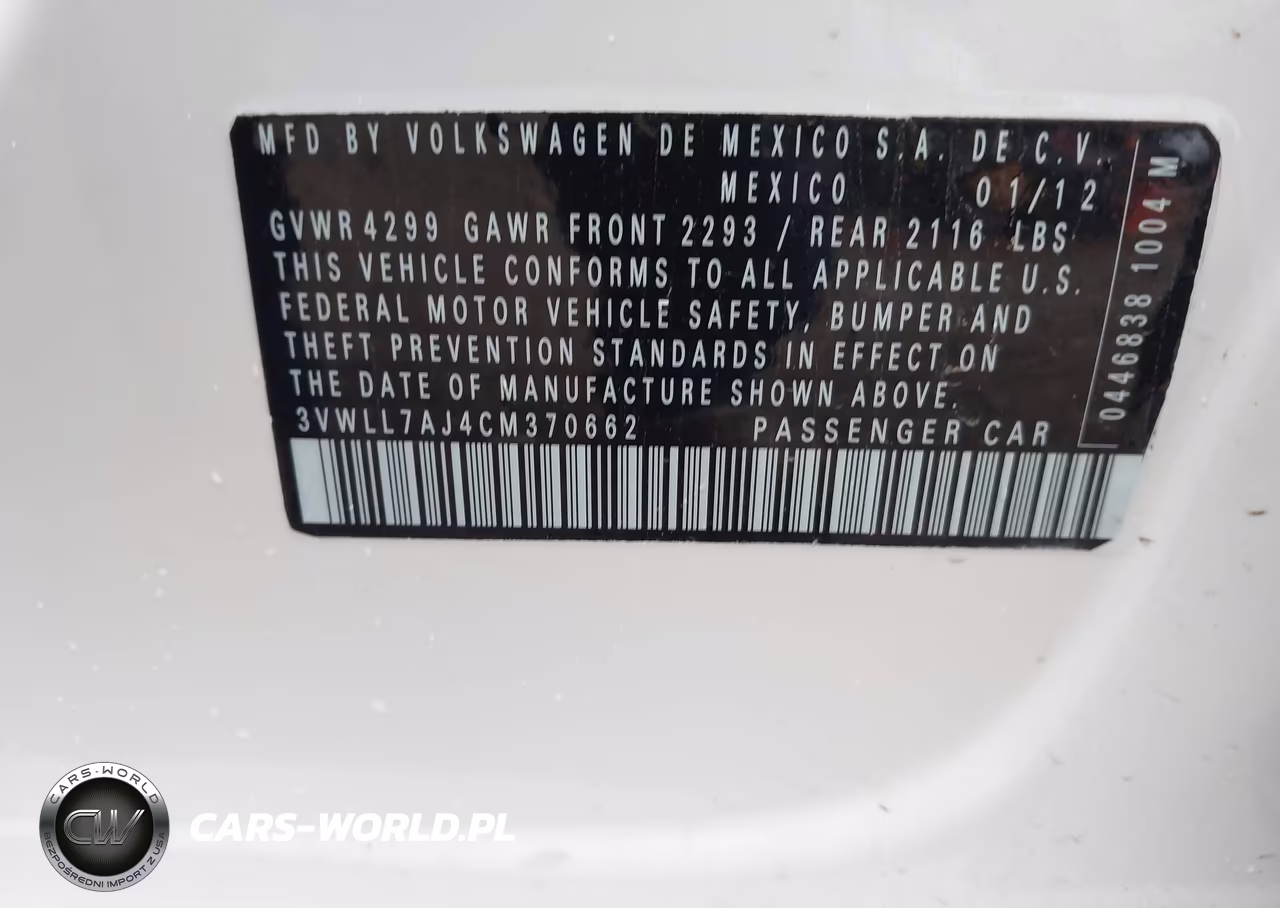 2012 Volkswagen Jetta Sedan VIN:3VWLL7AJ4CM370662 - 9