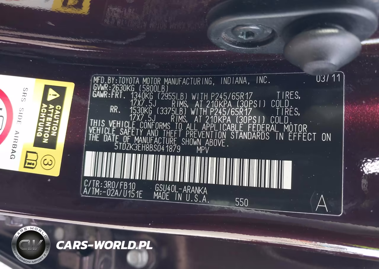 2011 Toyota Highlander Base V6 VIN:5TDZK3EH8BS041879 - 9