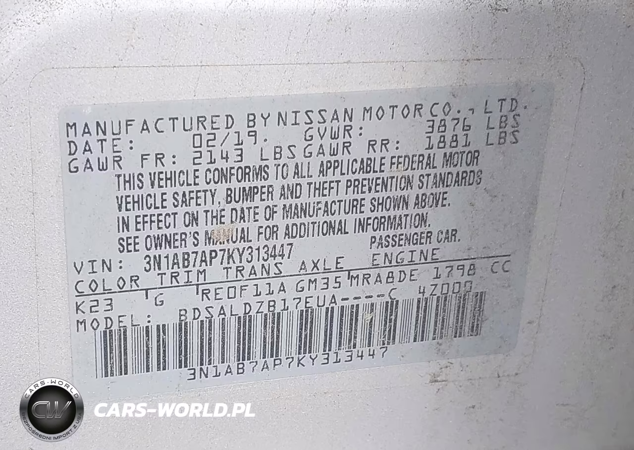 2019 Nissan Sentra Sv VIN:3N1AB7AP7KY313447 - 9