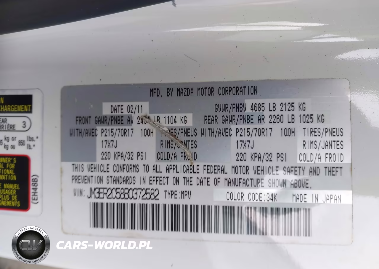 2011 Mazda Cx-7 I Touring VIN:JM3ER2C58B0372582 - 9
