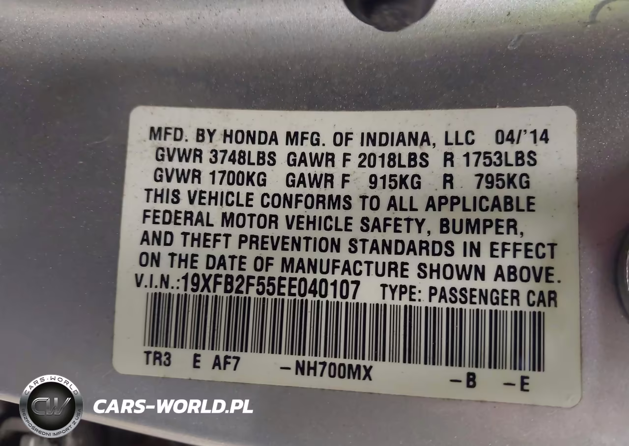 2014 Honda Civic Lx VIN:19XFB2F55EE040107 - 9