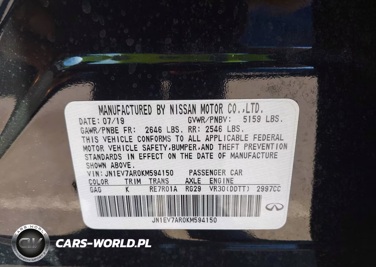 2019 Infiniti Q50 3.0T Luxe VIN:JN1EV7AR0KM594150 - 9