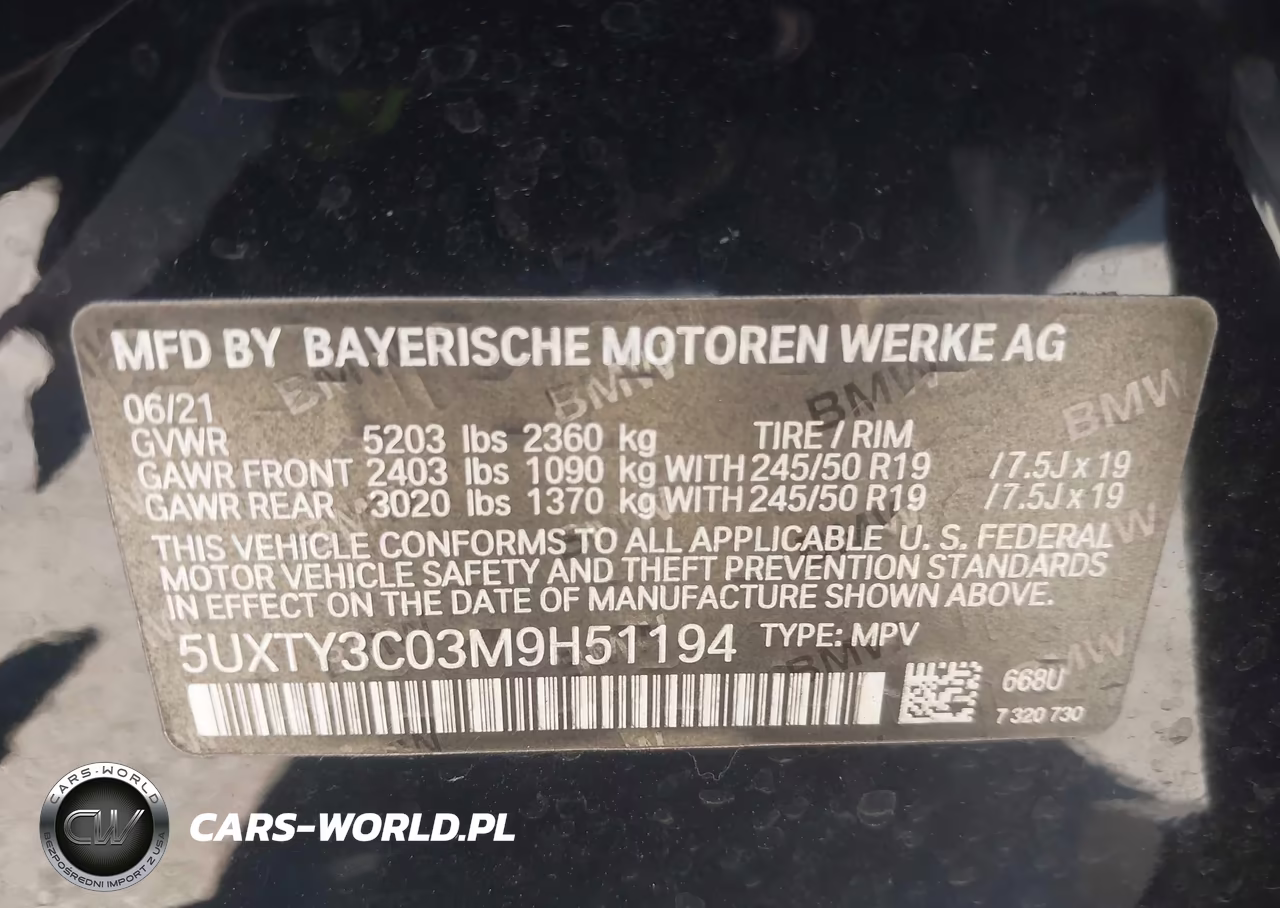2021 BMW X3 Sdrive30I VIN:5UXTY3C03M9H51194 - 9