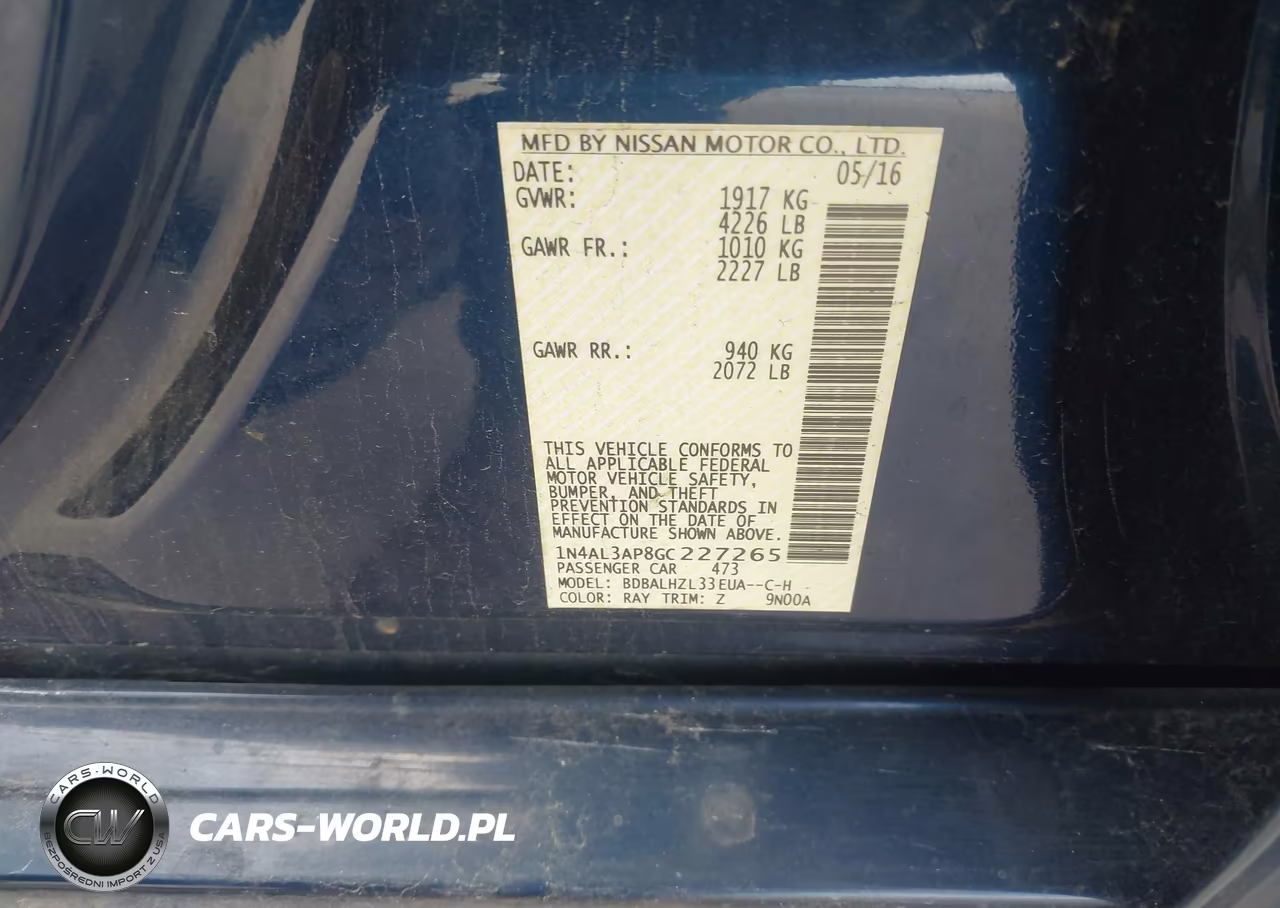 2016 Nissan Altima 2.5 Sr VIN:1N4AL3AP8GC227265 - 9