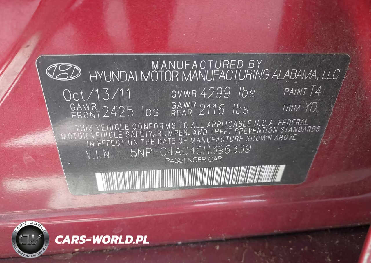 2012 Hyundai Sonata Limited VIN:5NPEC4AC4CH396339 - 9