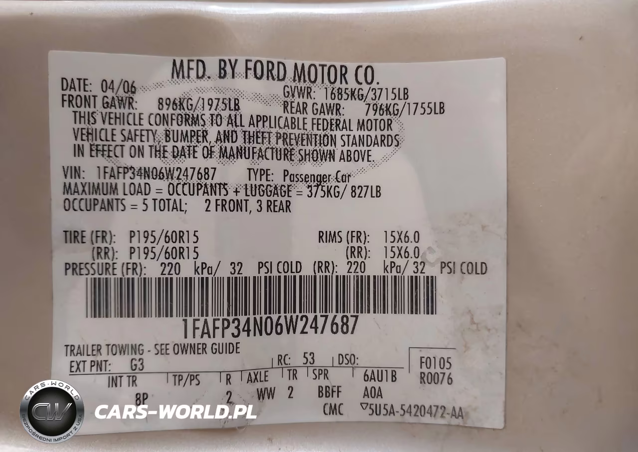2006 Ford Focus Zx4 VIN:1FAFP34N06W247687 - 9
