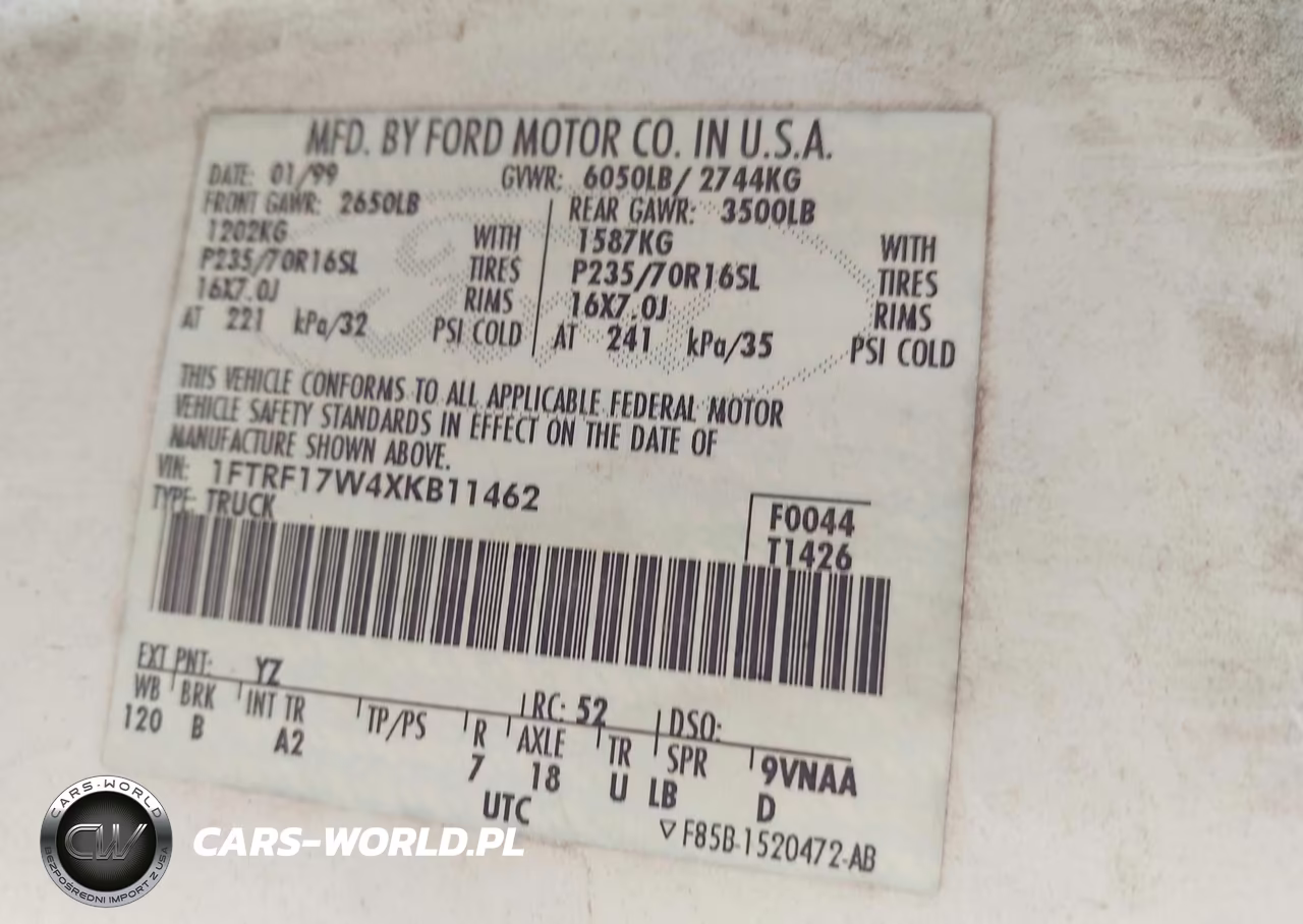 1999 Ford F-150 Lariat-Work Series-Xl-Xlt VIN:1FTRF17W4XKB11462 - 9