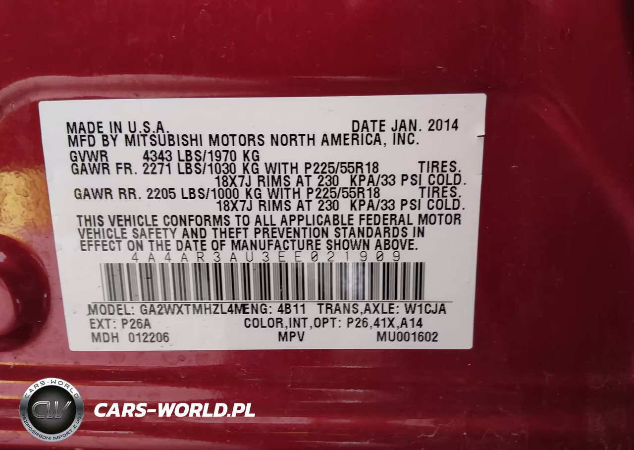 2014 Mitsubishi Outlander Sport Es VIN:4A4AR3AU3EE021909 - 9