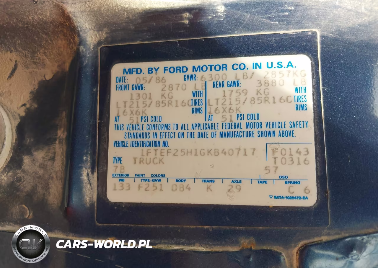 1986 Ford F250 VIN:1FTEF25H1GKB40717 - 9