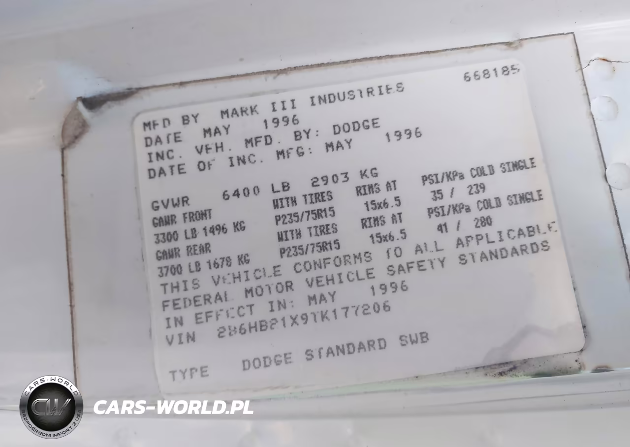 1996 Dodge Ram Van B2500 VIN:2B6HB21X9TK177206 - 9