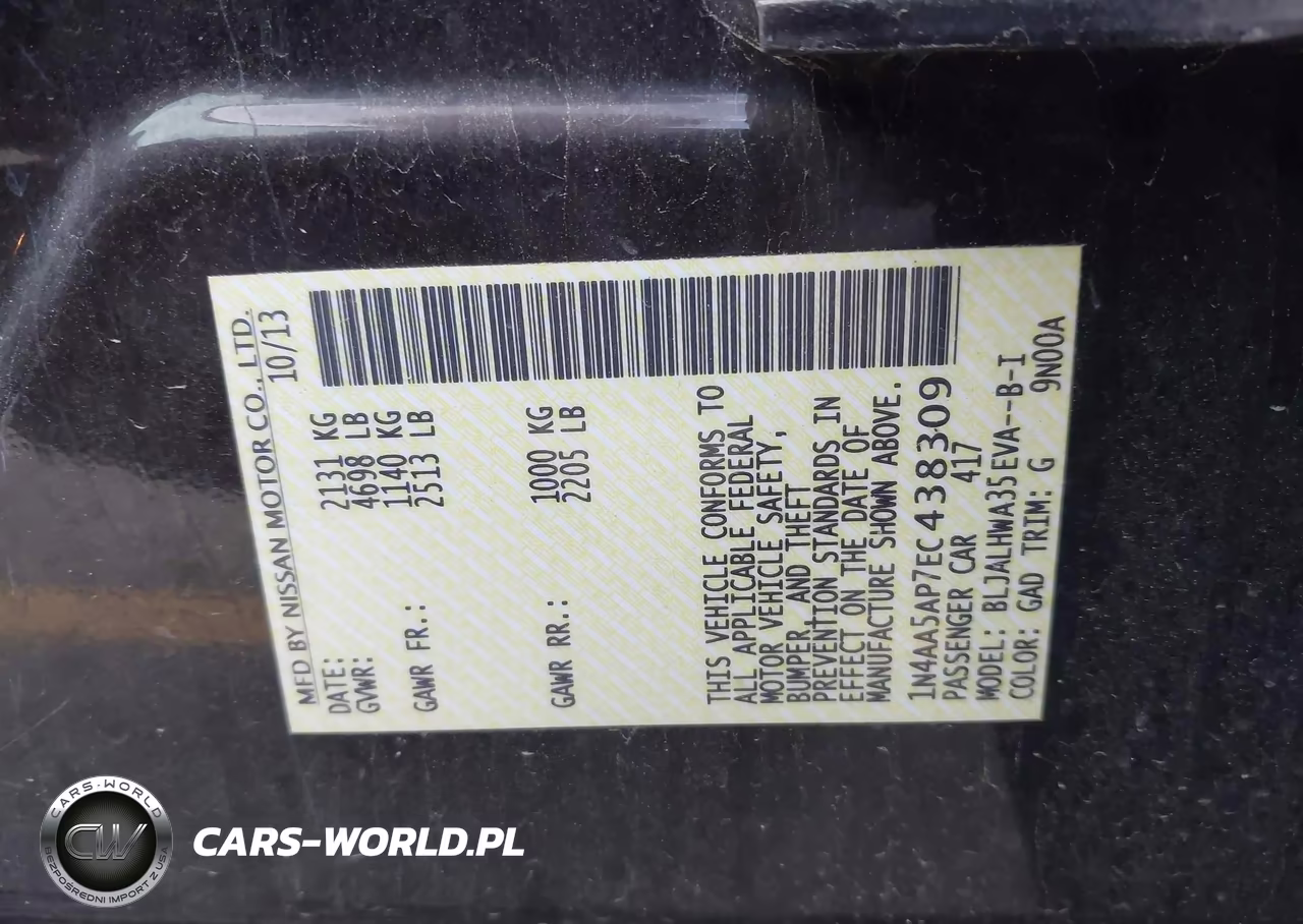 2014 Nissan Maxima 3.5 Sv VIN:1N4AA5AP7EC438309 - 9