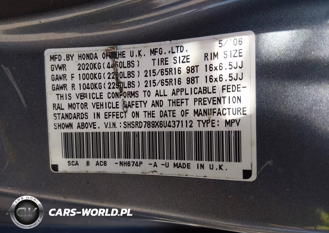 2006 Honda Cr-V Se VIN:SHSRD789X6U437112 - 9