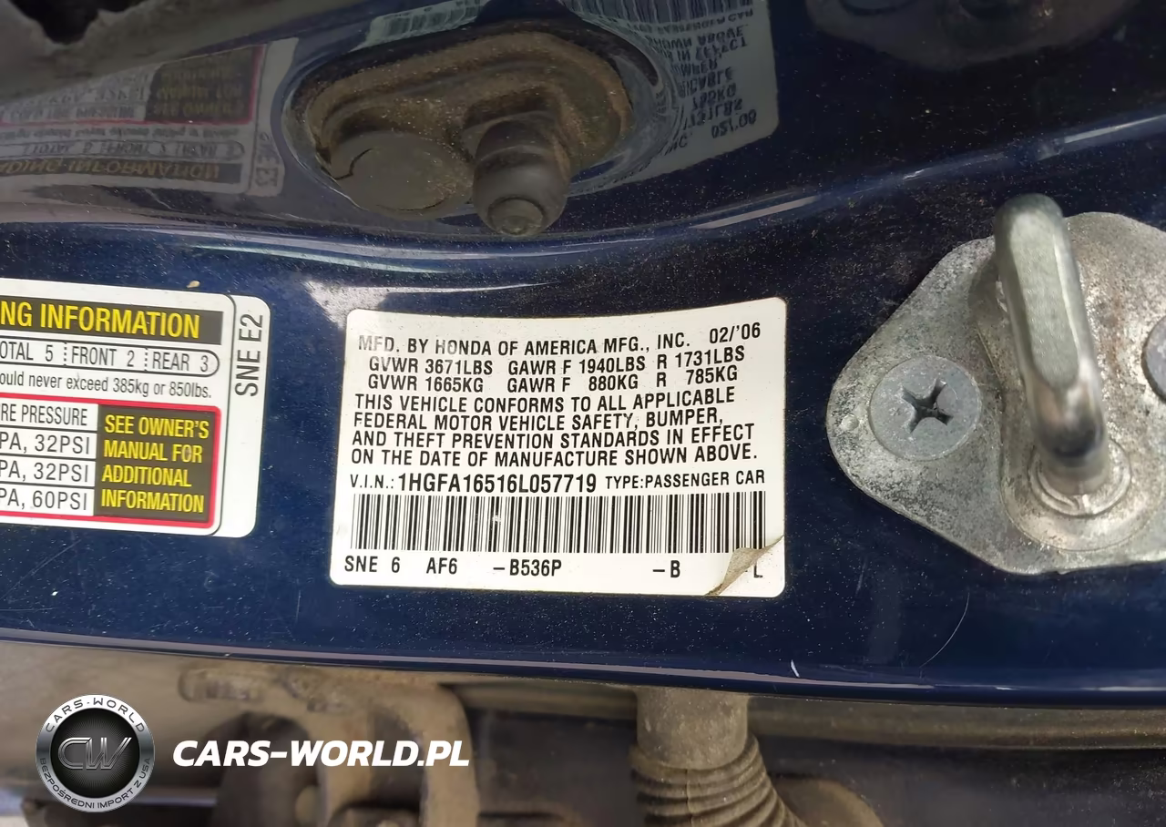 2006 Honda Civic Lx VIN:1HGFA16516L057719 - 9
