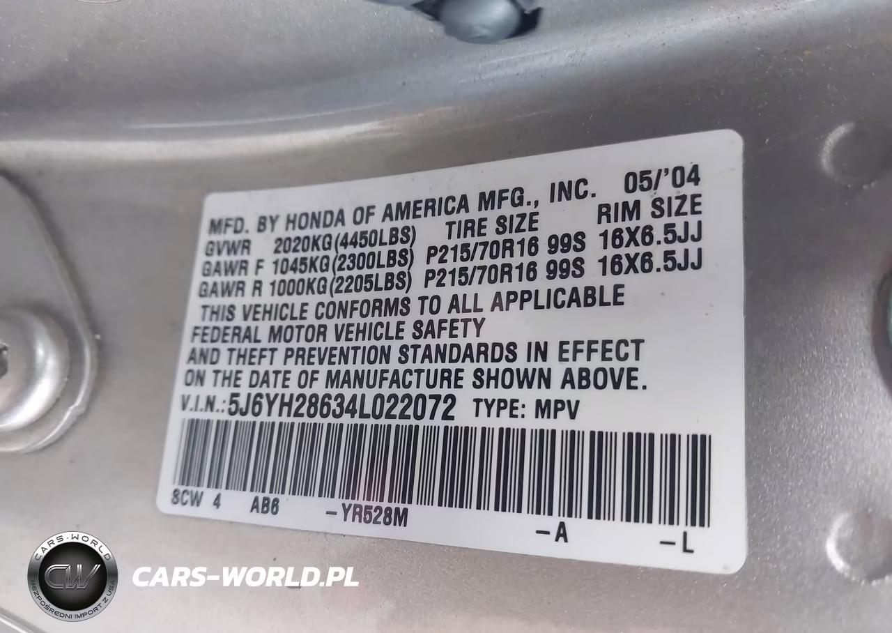2004 Honda Element Ex VIN:5J6YH28634L022072 - 9