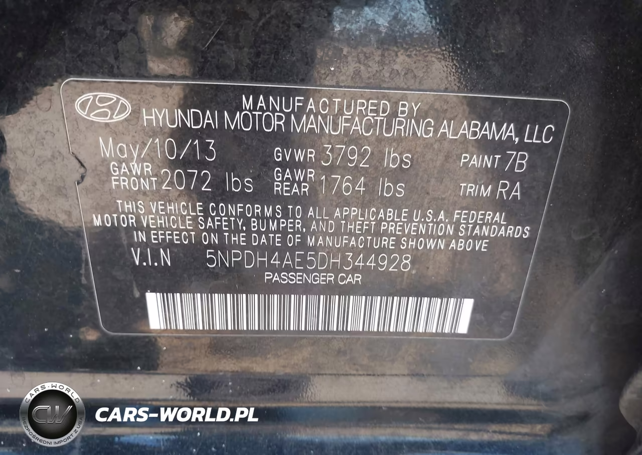 2013 Hyundai Elantra Gls VIN:5NPDH4AE5DH344928 - 9