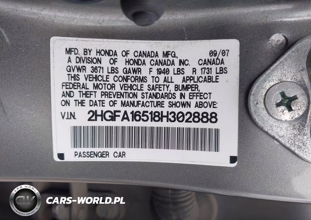 2008 Honda Civic Lx VIN:2HGFA16518H302888 - 9