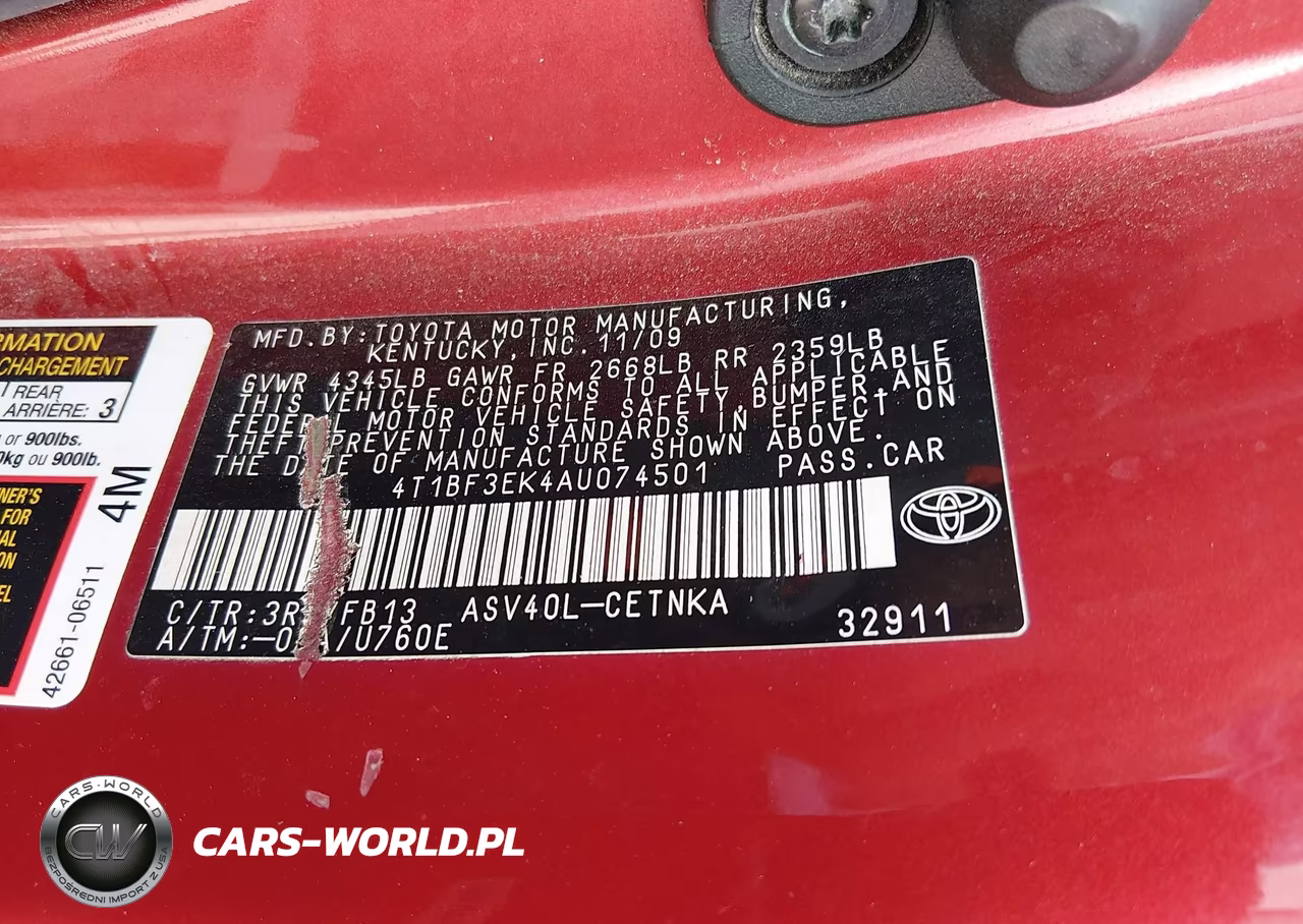 2010 Toyota Camry Le VIN:4T1BF3EK4AU074501 - 9