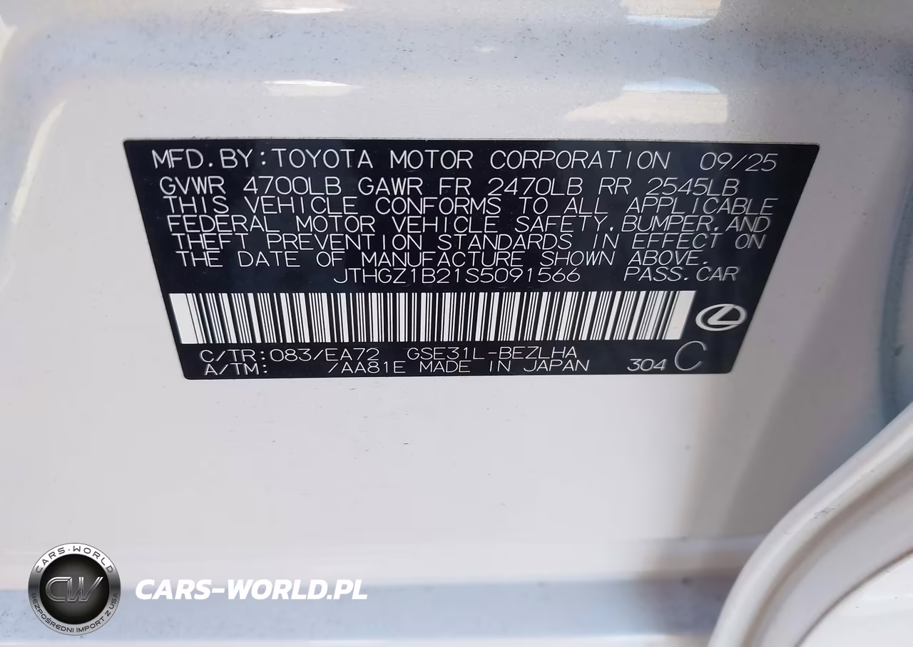2025 Lexus Is 350 F Sport VIN:JTHGZ1B21S5091566 - 9