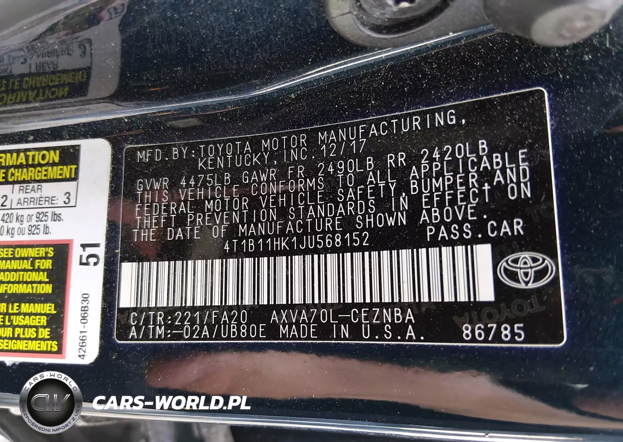 2018 Toyota Camry Le VIN:4T1B11HK1JU568152 - 9