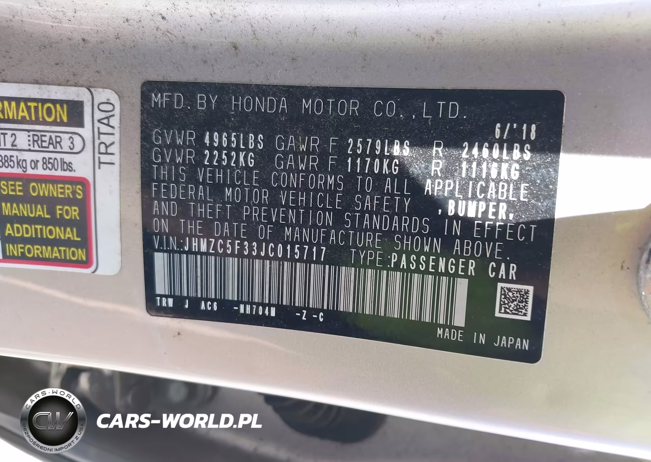 2018 Honda Clarity Plug-In Hybrid Touring VIN:JHMZC5F33JC015717 - 9