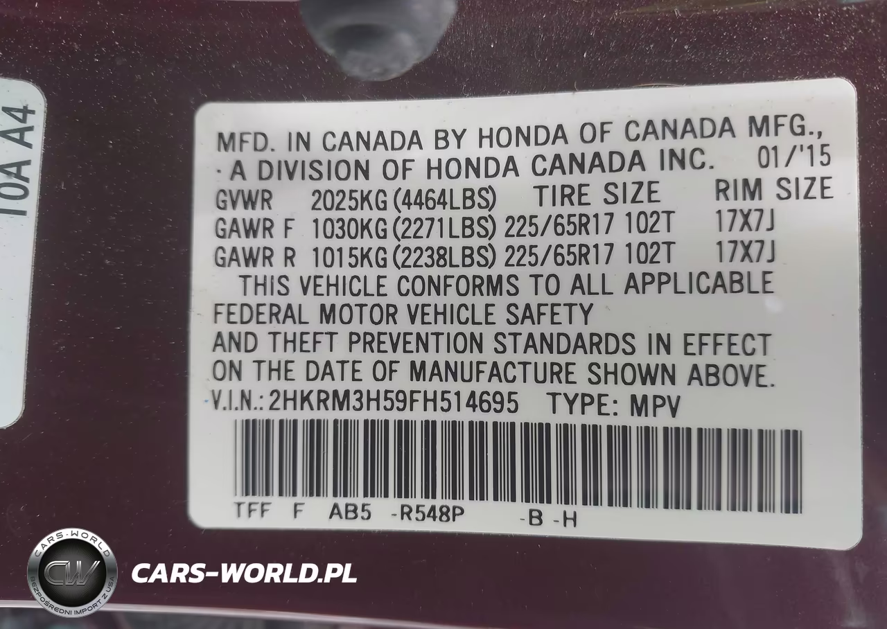 2015 Honda Cr-V Ex VIN:2HKRM3H59FH514695 - 9