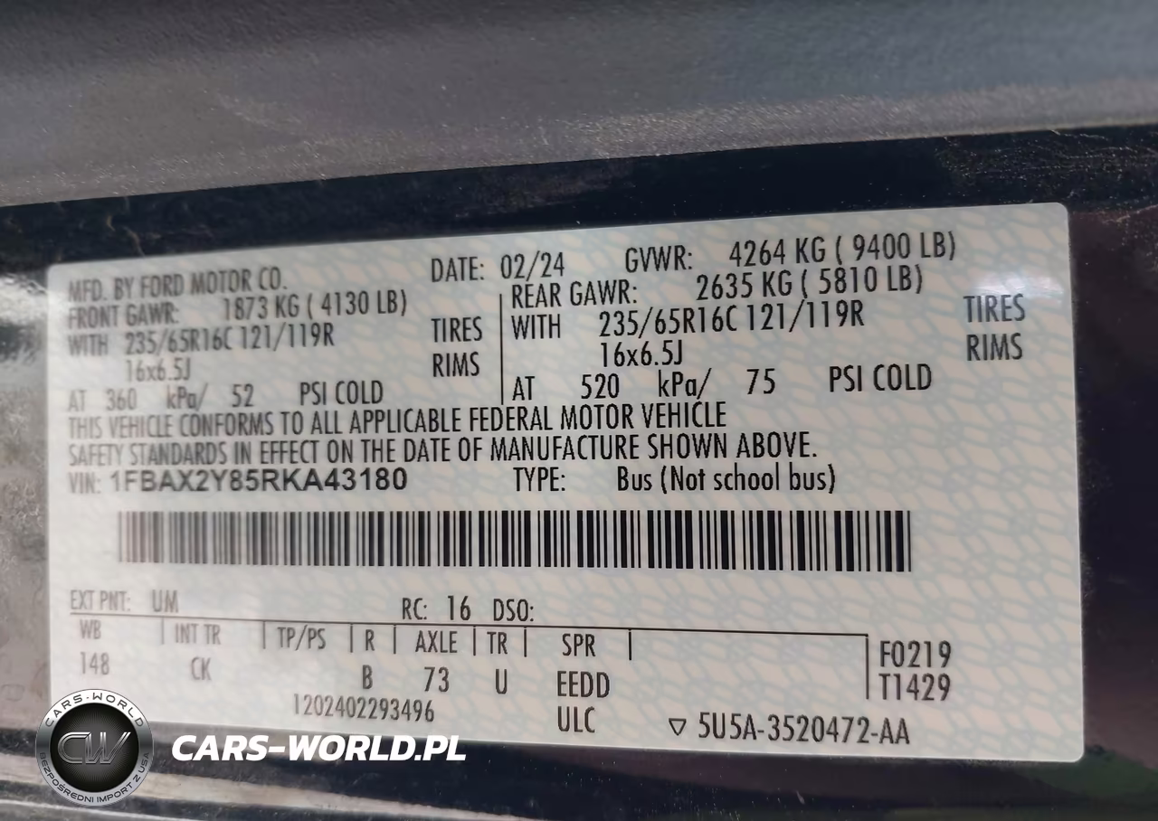 2024 Ford Transit-350 Passenger Van Xlt VIN:1FBAX2Y85RKA43180 - 9