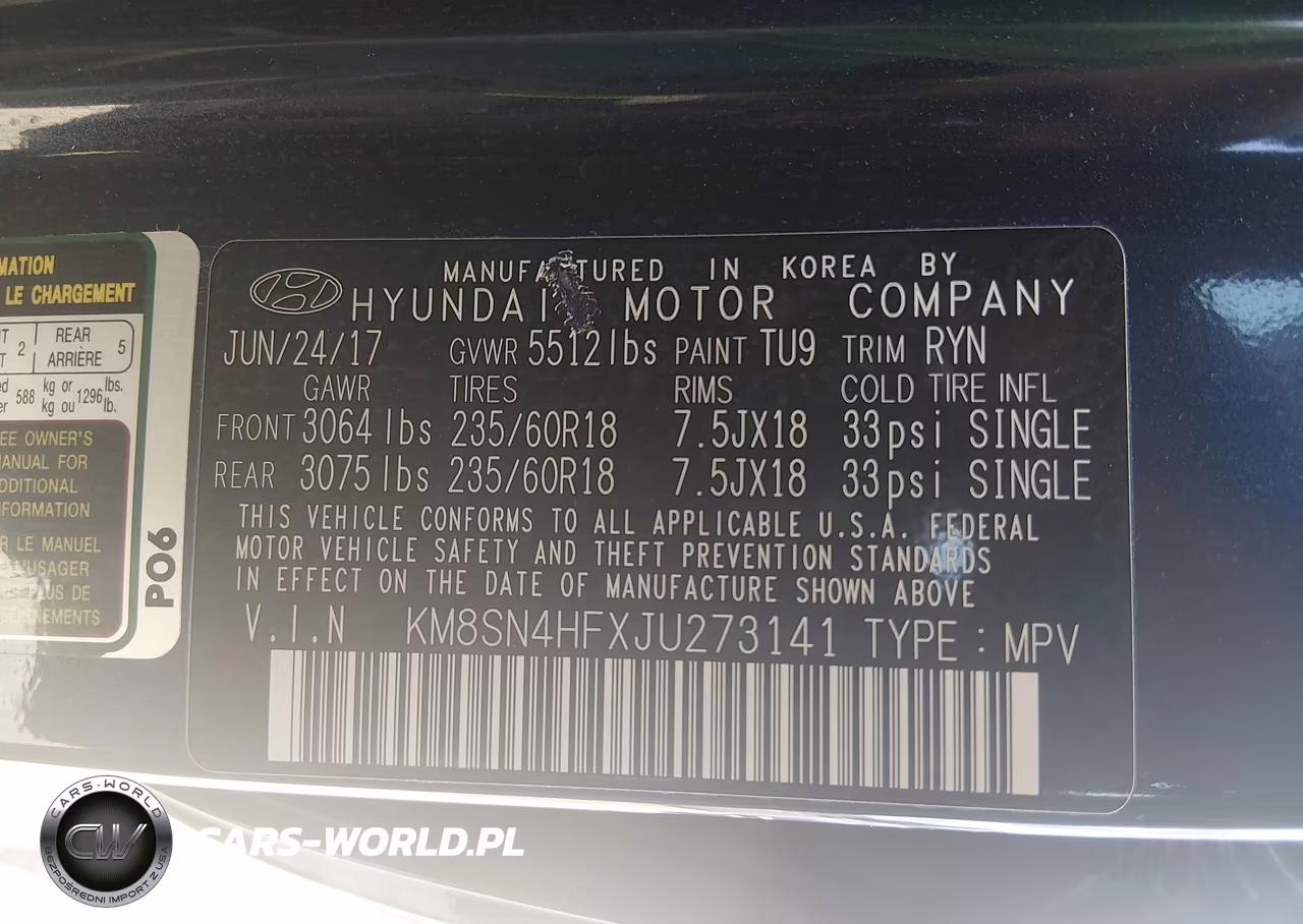2018 Hyundai Santa Fe Se VIN:KM8SN4HFXJU273141 - 9