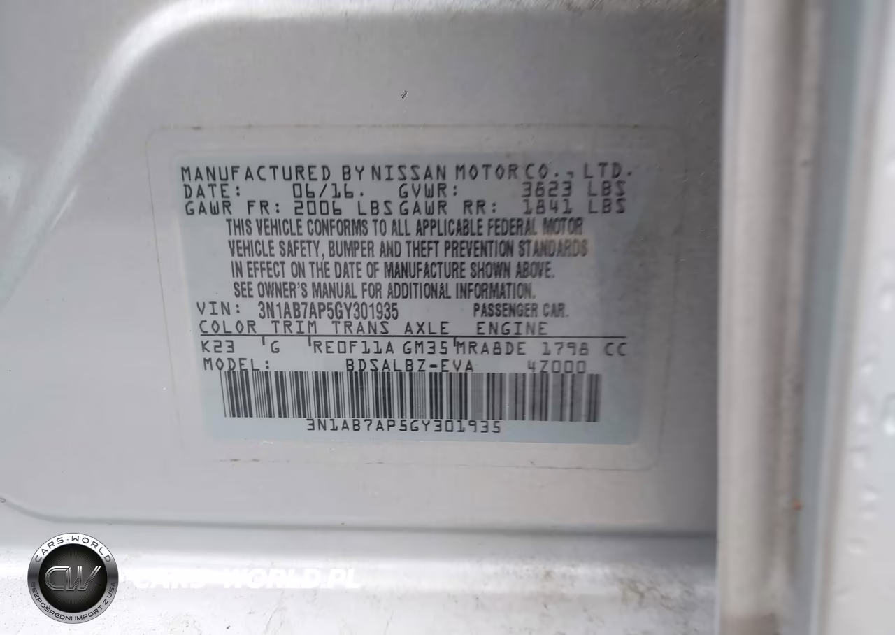 2016 Nissan Sentra Fe+ S-S-Sl-Sr-Sv VIN:3N1AB7AP5GY301935 - 9