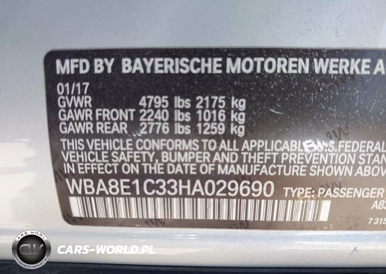 2017 BMW 330E Iperformance VIN:WBA8E1C33HA029690 - 9