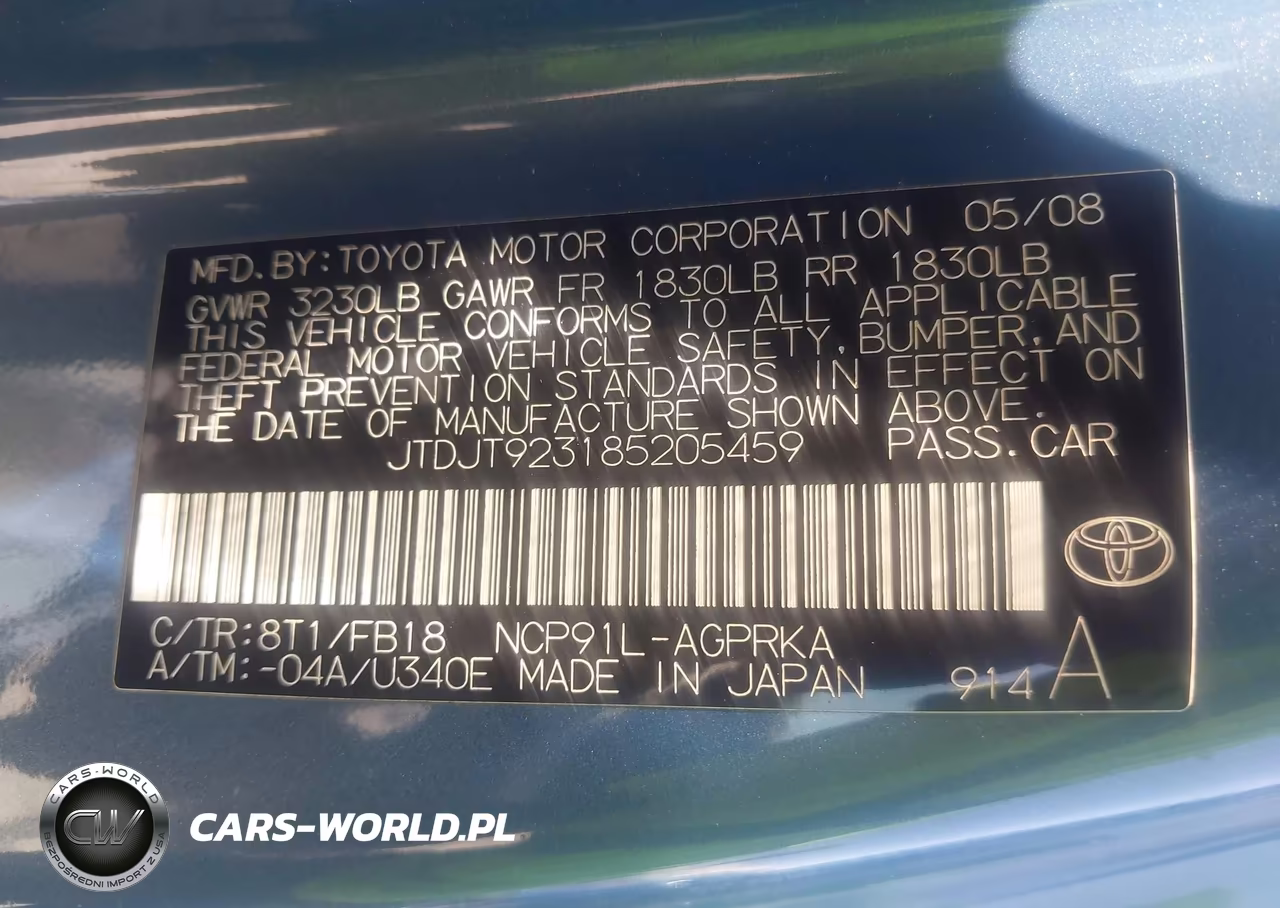 2008 Toyota Yaris VIN:JTDJT923185205459 - 9
