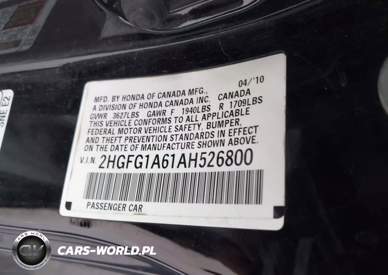2010 Honda Civic Lx VIN:2HGFG1A61AH526800 - 9