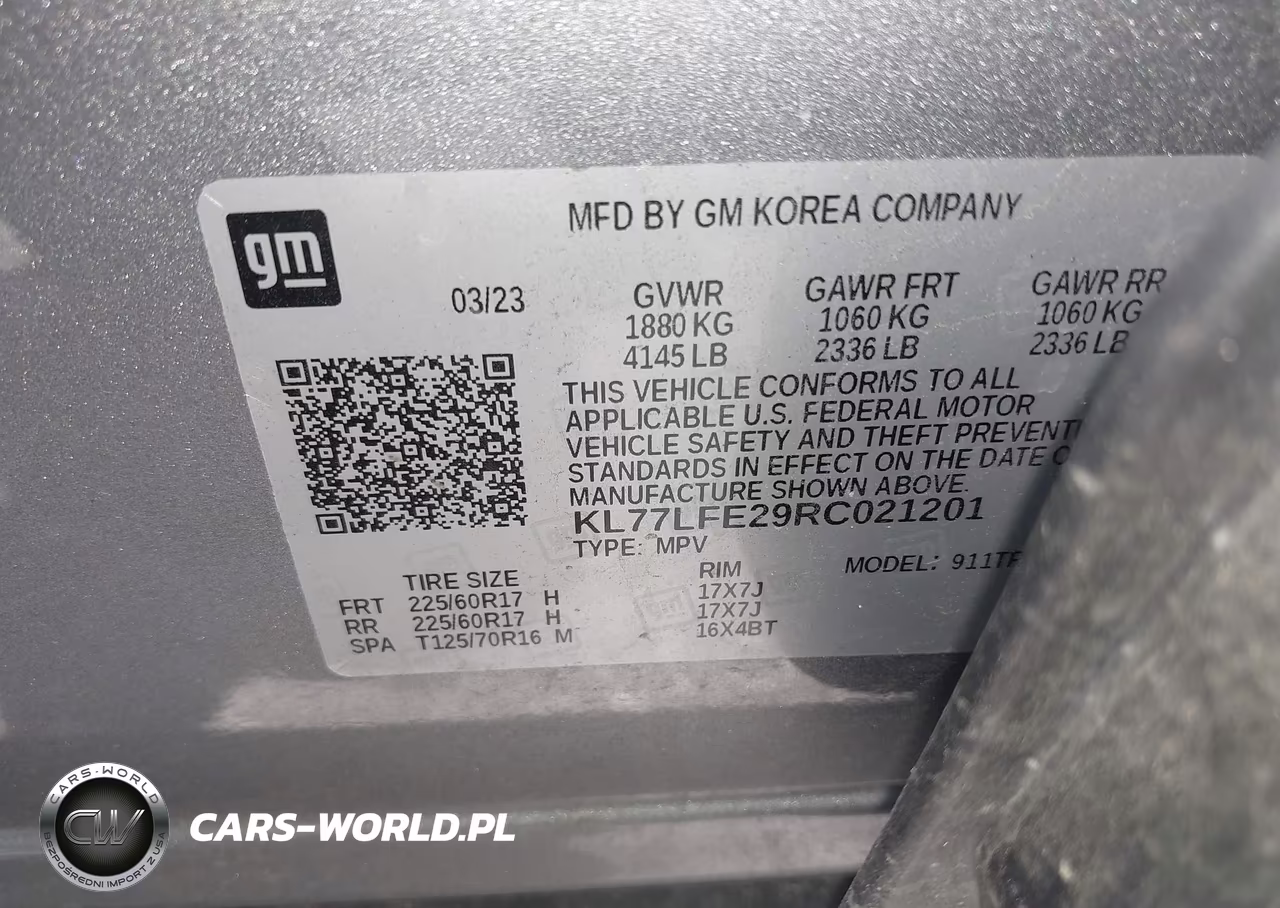 2024 Chevrolet Trax Fwd Sp VIN:KL77LFE29RC021201 - 9