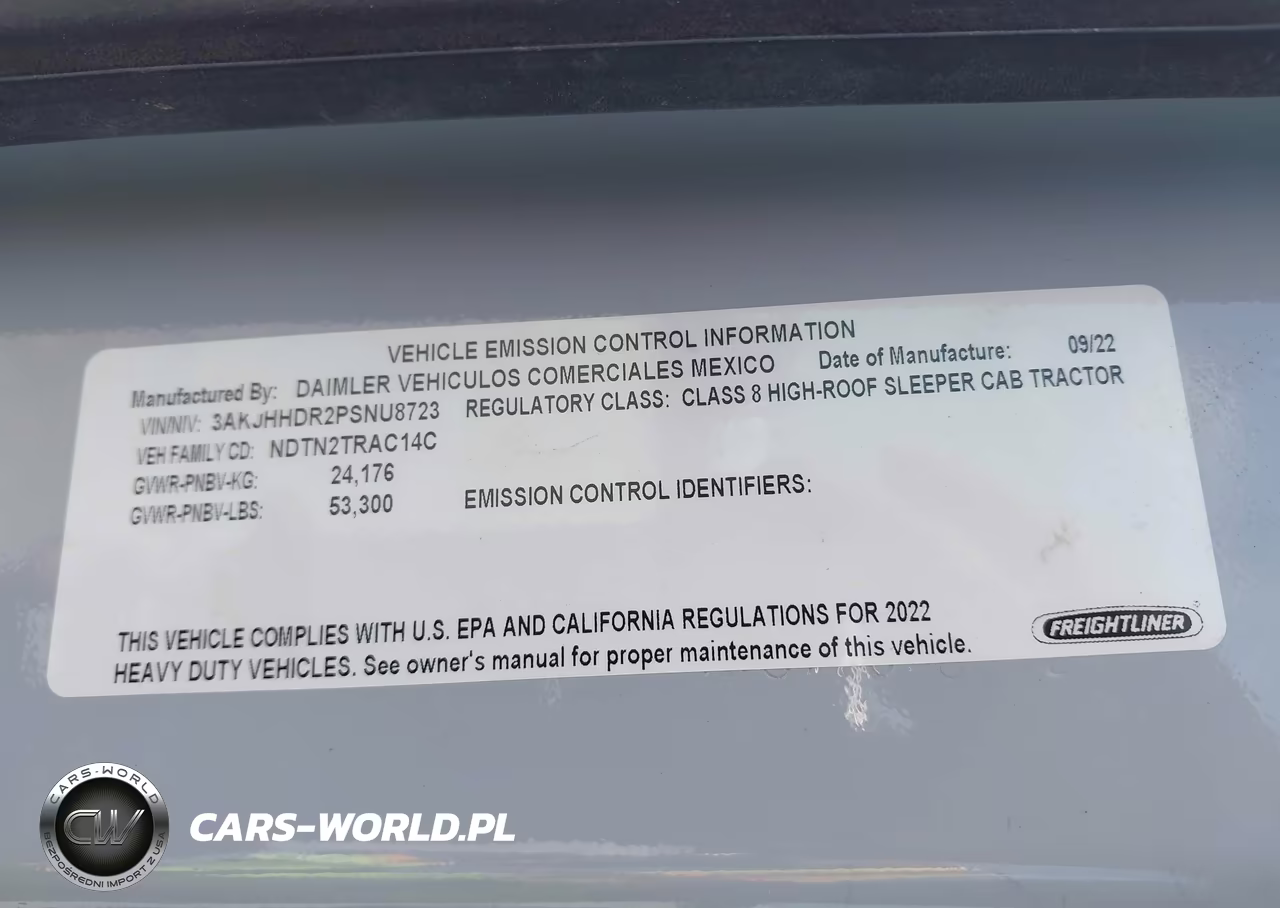 FREIGHTLINER CASCADIA 1 VIN:3AKJHHDR2PSNU8723 - 8