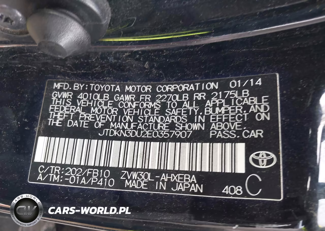 2014 Toyota Prius Two VIN:JTDKN3DU2E0357907 - 9