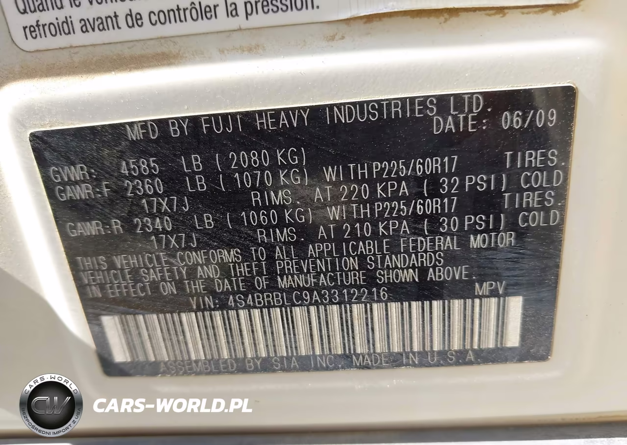 2010 Subaru Outback 2.5I Limited VIN:4S4BRBLC9A3312216 - 9