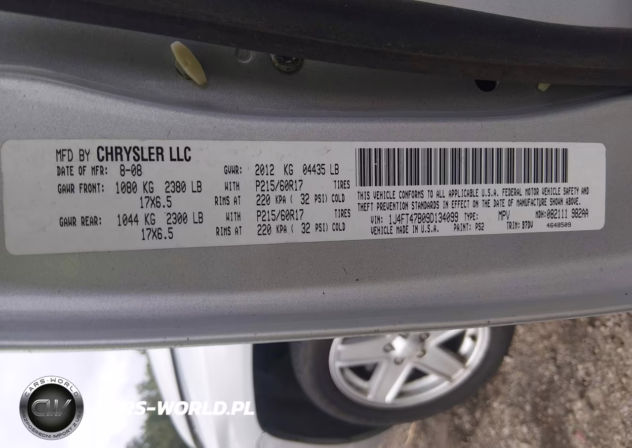 2009 Jeep Compass Sport VIN:1J4FT47B09D134099 - 9
