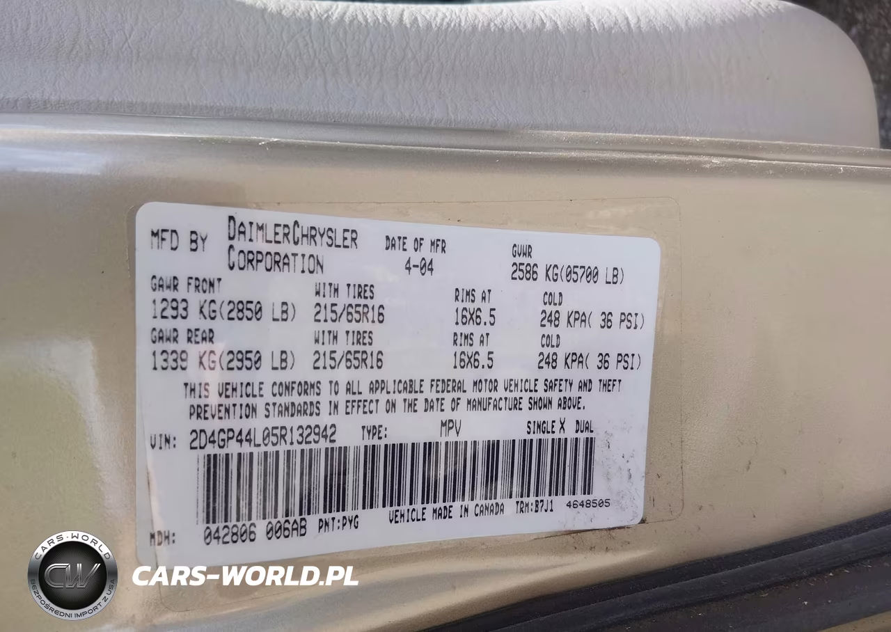 2005 Dodge Caravan Sxt VIN:2D4GP44L05R132942 - 9