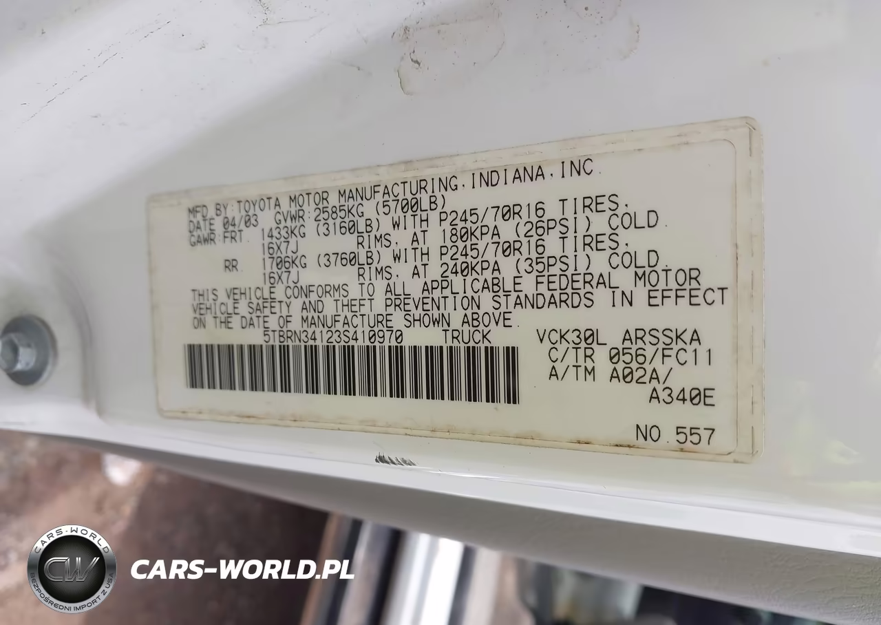 2003 Toyota Tundra Sr5 VIN:5TBRN34123S410970 - 9