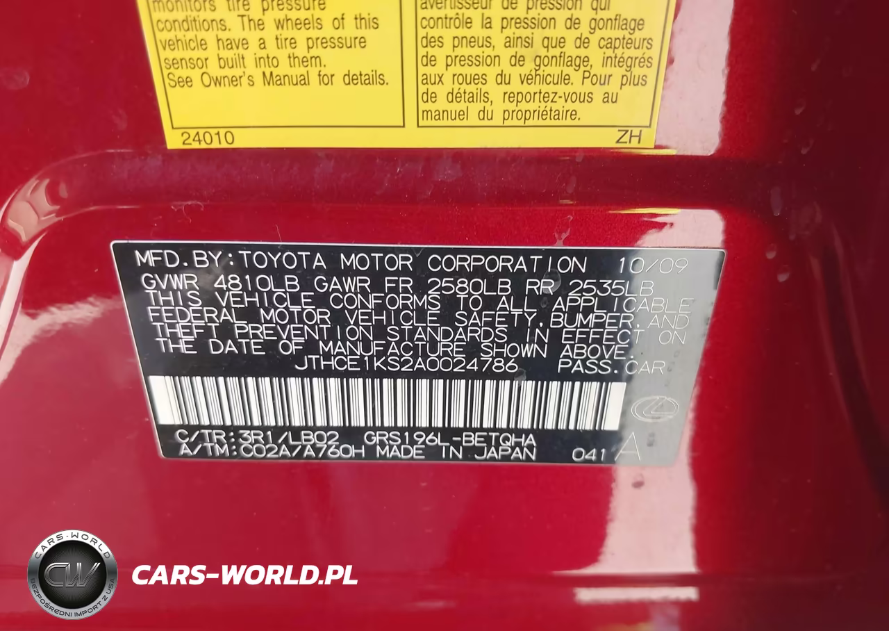 2010 Lexus Gs 350 VIN:JTHCE1KS2A0024786 - 9