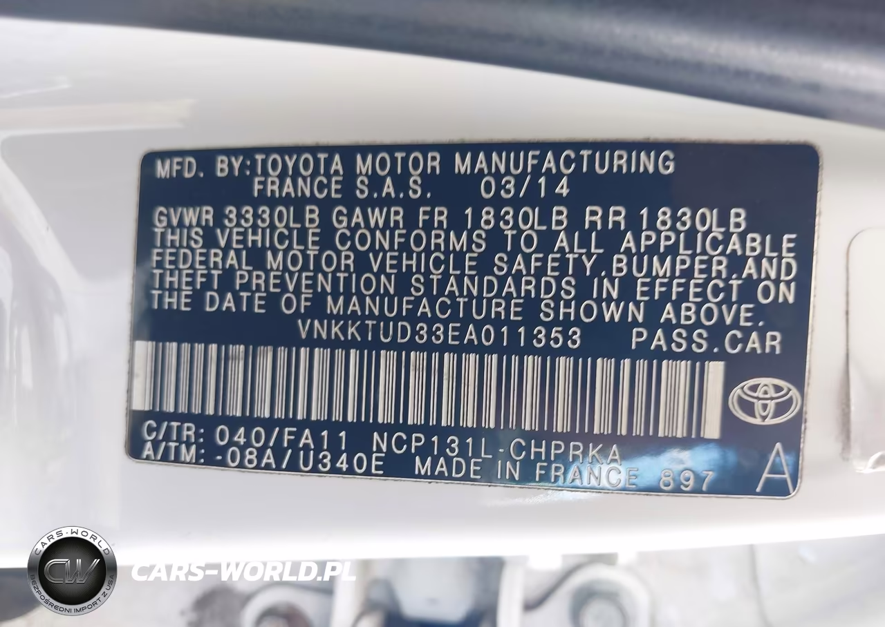 2014 Toyota Yaris L (Tmmf Plant) VIN:VNKKTUD33EA011353 - 9