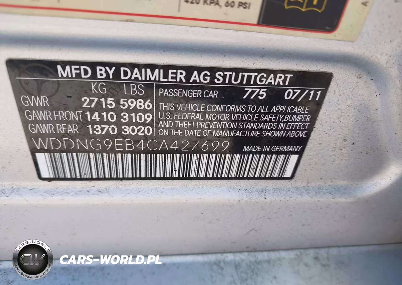 2012 Mercedes-Benz S 550 4Matic VIN:WDDNG9EB4CA427699 - 9