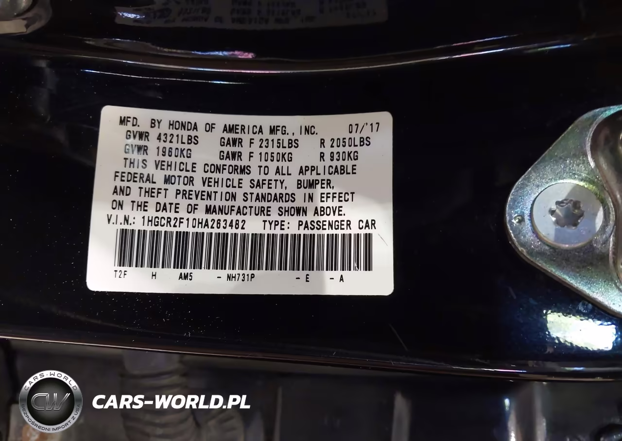 2017 Honda Accord Sport Se VIN:1HGCR2F10HA263482 - 9