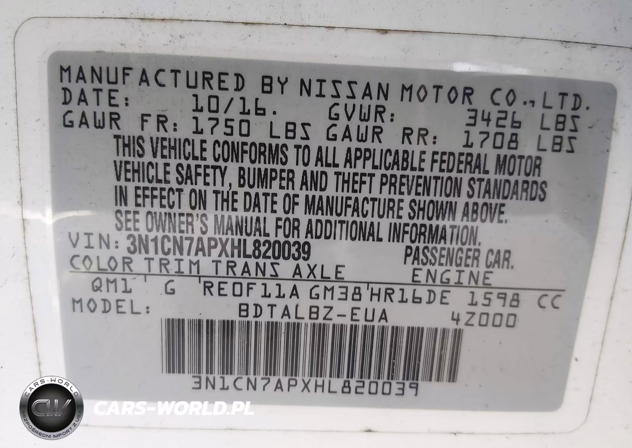 2017 Nissan Versa 1.6 Sv VIN:3N1CN7APXHL820039 - 9