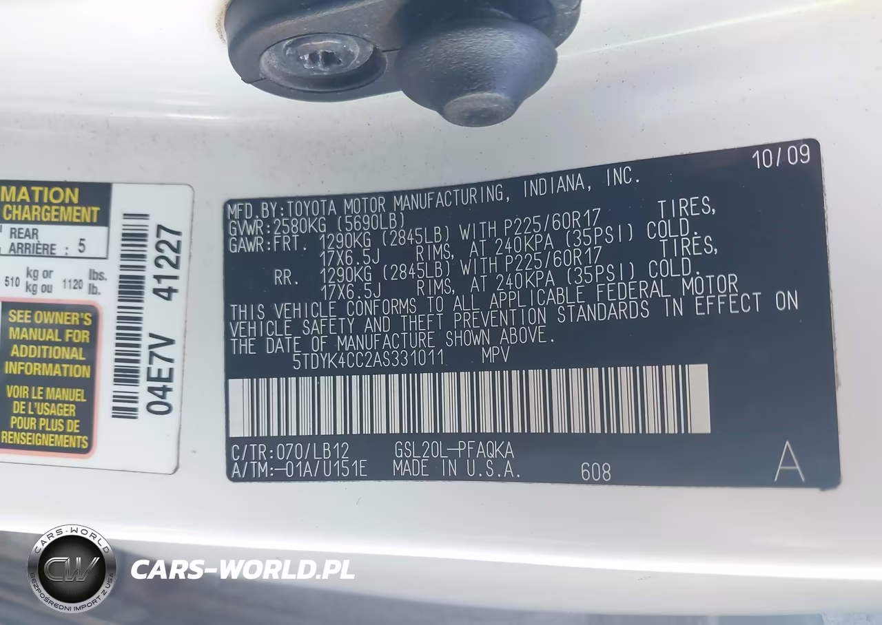 2010 Toyota Sienna Xle VIN:5TDYK4CC2AS331011 - 9