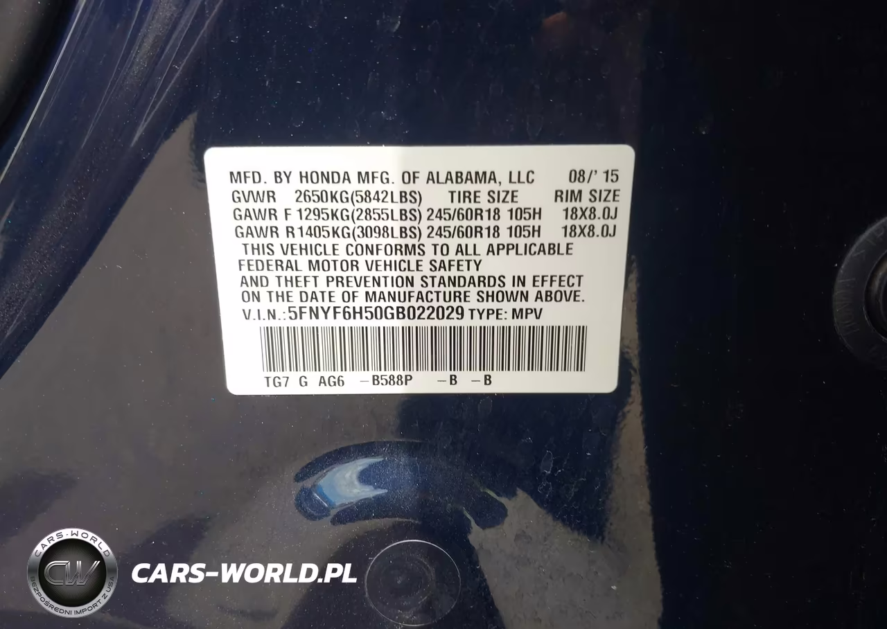 2016 Honda Pilot Ex-L VIN:5FNYF6H50GB022029 - 9