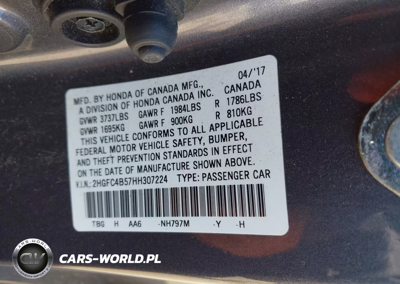 2017 Honda Civic Lx VIN:2HGFC4B57HH307224 - 9