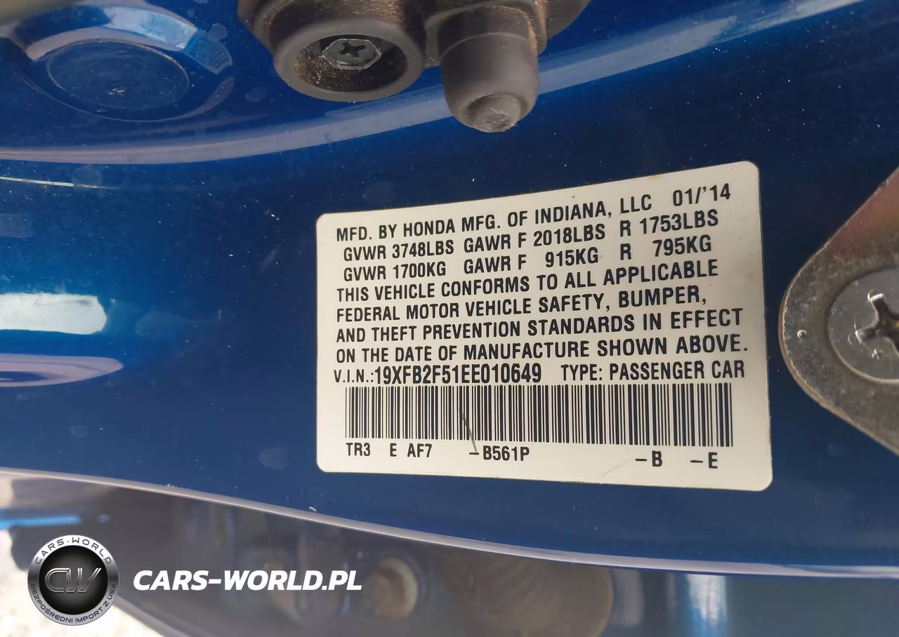 2014 Honda Civic Lx VIN:19XFB2F51EE010649 - 9