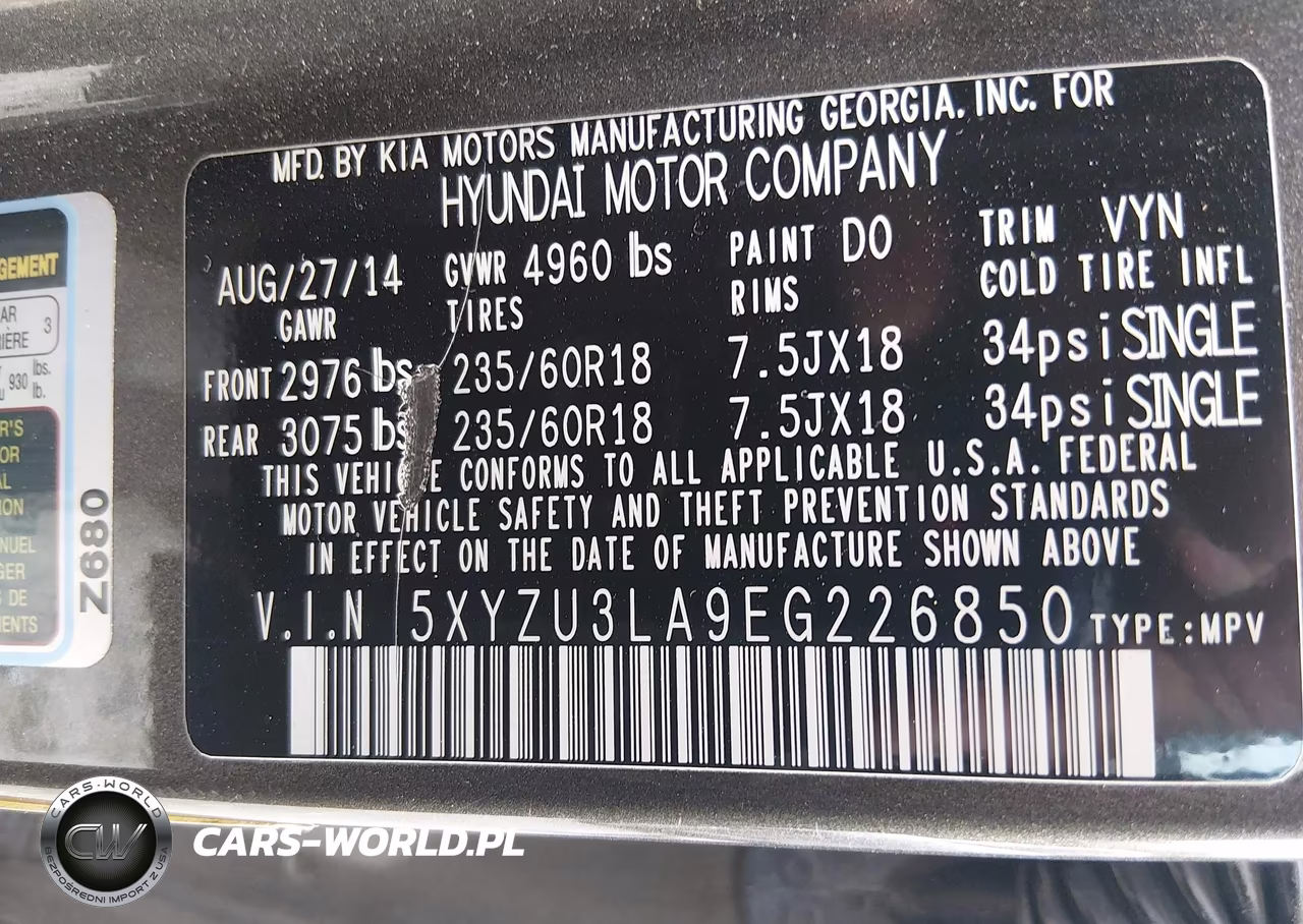 2014 Hyundai Santa Fe Sport 2.0L Turbo VIN:5XYZU3LA9EG226850 - 9